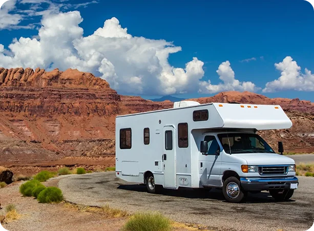 Mobile RV detailing service parked in scenic desert landscape in Arizona