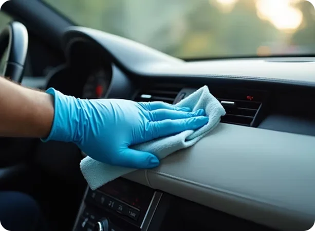Mobile detailing specialist performing exterior surface cleaning and polishing on vehicle in East Valley Arizona